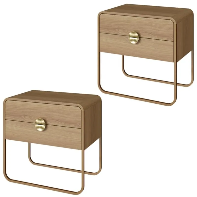 Kit 02 Mesas De Cabeceira 2g Organica 60 Cm 28062 Hanover Dourado Artesano