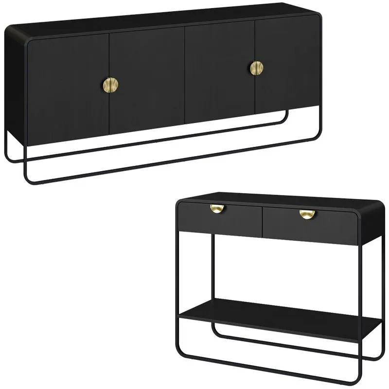 Balcao Buffet E Aparador 180 Cm Organica Nero Preto Artesano