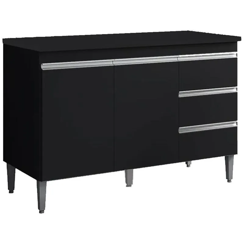 Balcao Com Tampo 2 Pt 3 G 120 Cm Andreia Preto Reajl Moveis