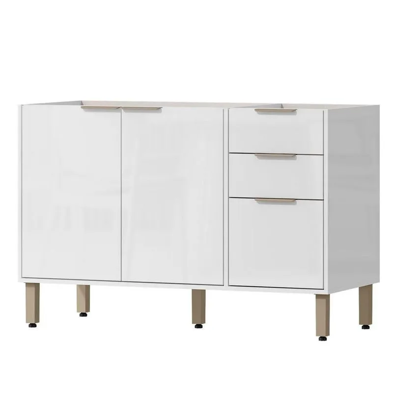 Balcao Pia Sem Tampo 120 Cm Glor Bgl02 Branco Neve Mxm