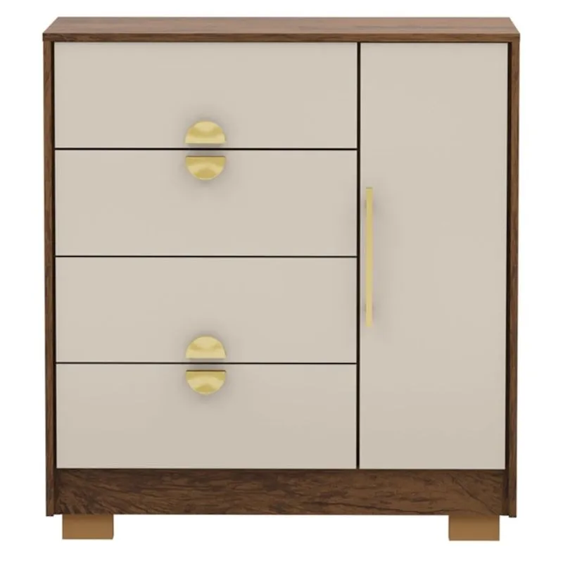 Comoda Sapateira 4 Gavetas 1p 93 Cm 20033 Imbuia Fendi Vlr