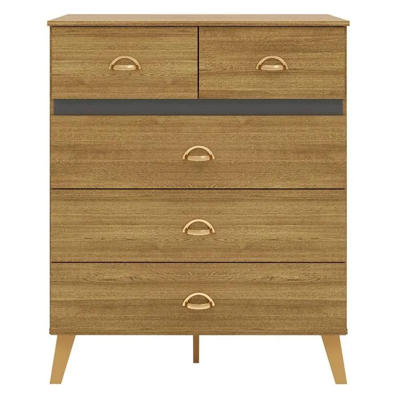 Comoda 5 Gavetas 91 Cm Pes Retro Ibi 20030 Nature Alasca Vlr