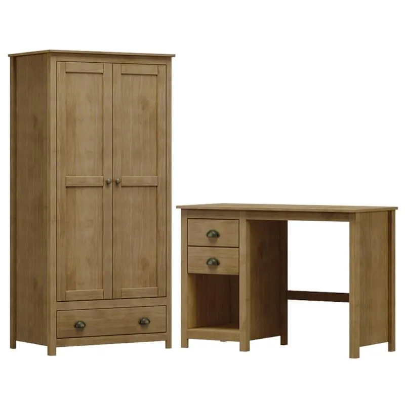 Armario 2 Pt Mesa Escrivaninha 2 Gv Madeira Maciça Freijo Milani Store