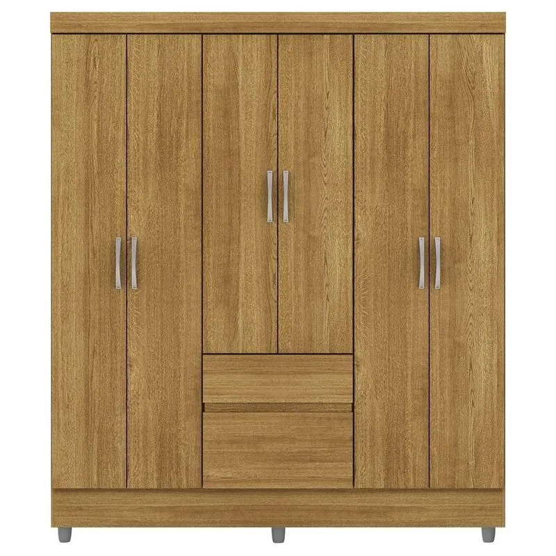 Guarda Roupa Casal 6 Portas 2 Gavetas 153 Cm 10091 Vlr Nature