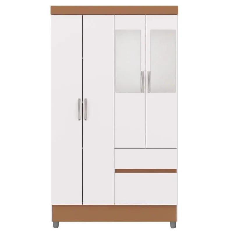 Guarda Roupa 4 Portas Espelho 102 Cm 10090 Vlr Branco Camarim