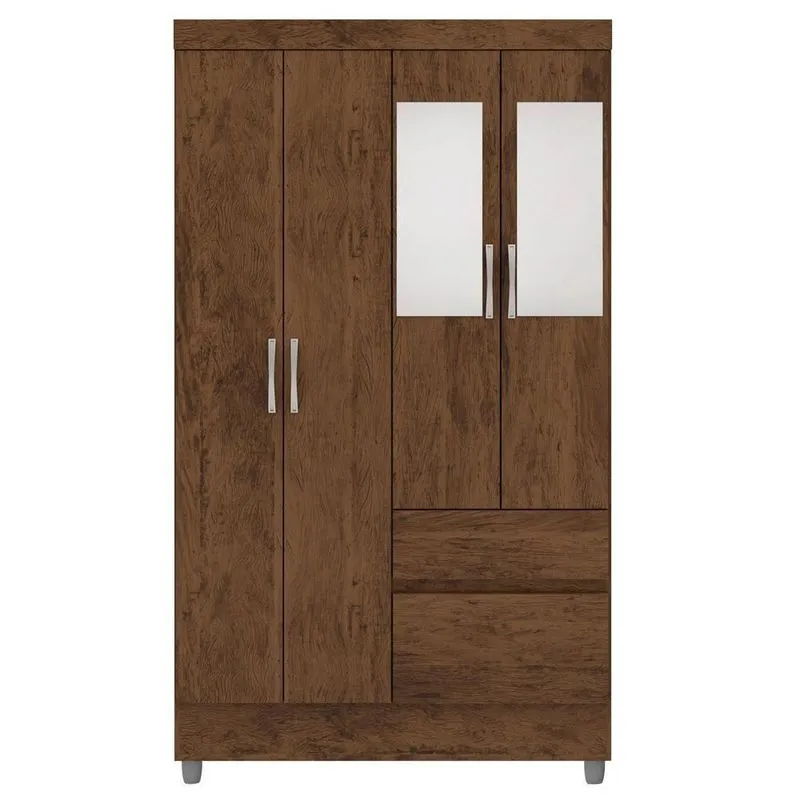 Guarda Roupa 4 Portas Espelho 102 Cm 10090 Vlr Imbuia