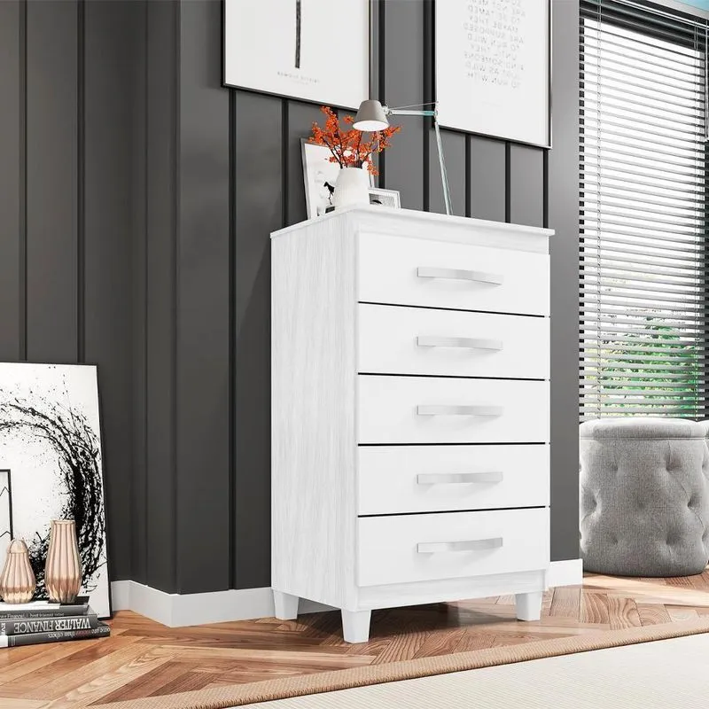 Comoda 5 Gavetas 57 Cm Moden 2259 Branco Flex Incp