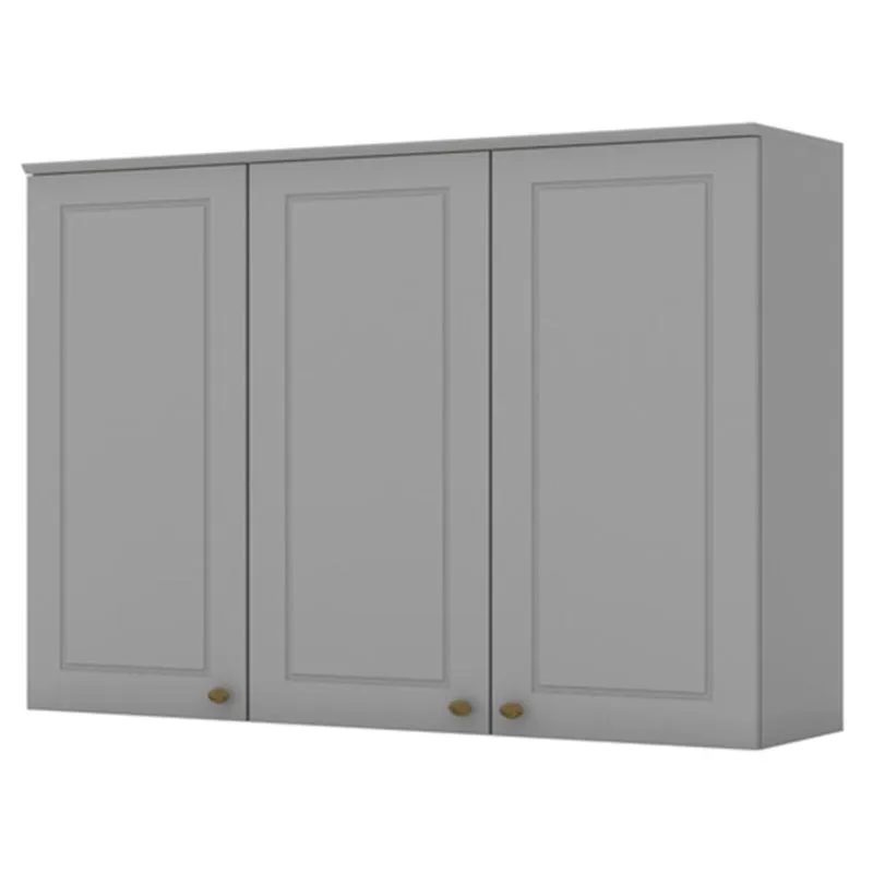 Armario Aereo 3 Portas Mdf 120 Cm Americana C352 Cinza Henn