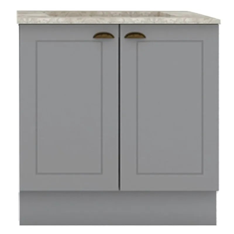 Balcao Com Tampo Para Cooktop 2p 80 Cm Americana Cinza Calcare Henn