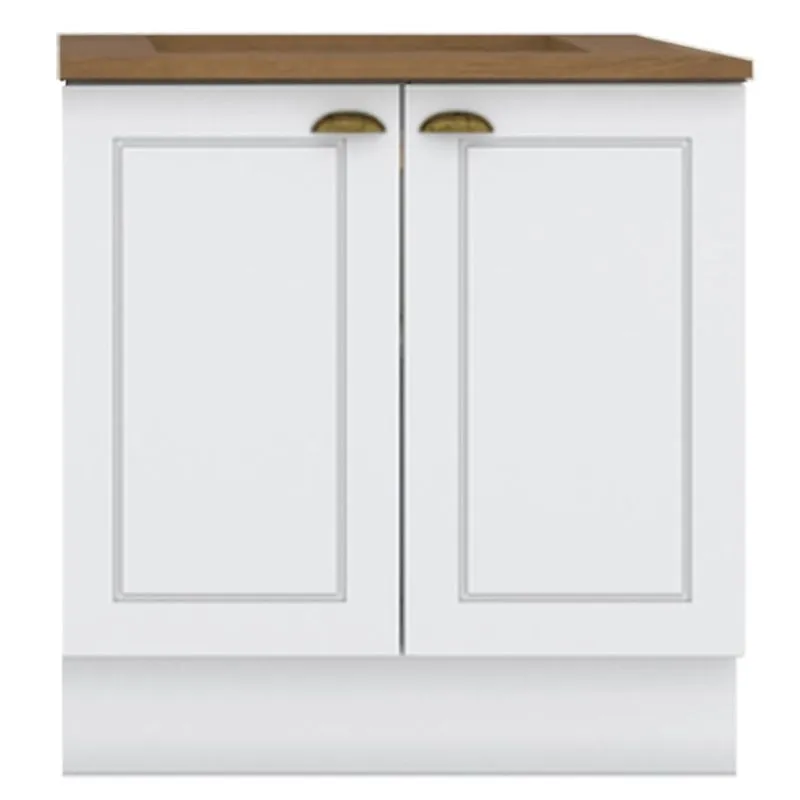 Balcao Com Tampo Para Cooktop 2p 80cm Americana Branco Nature Henn