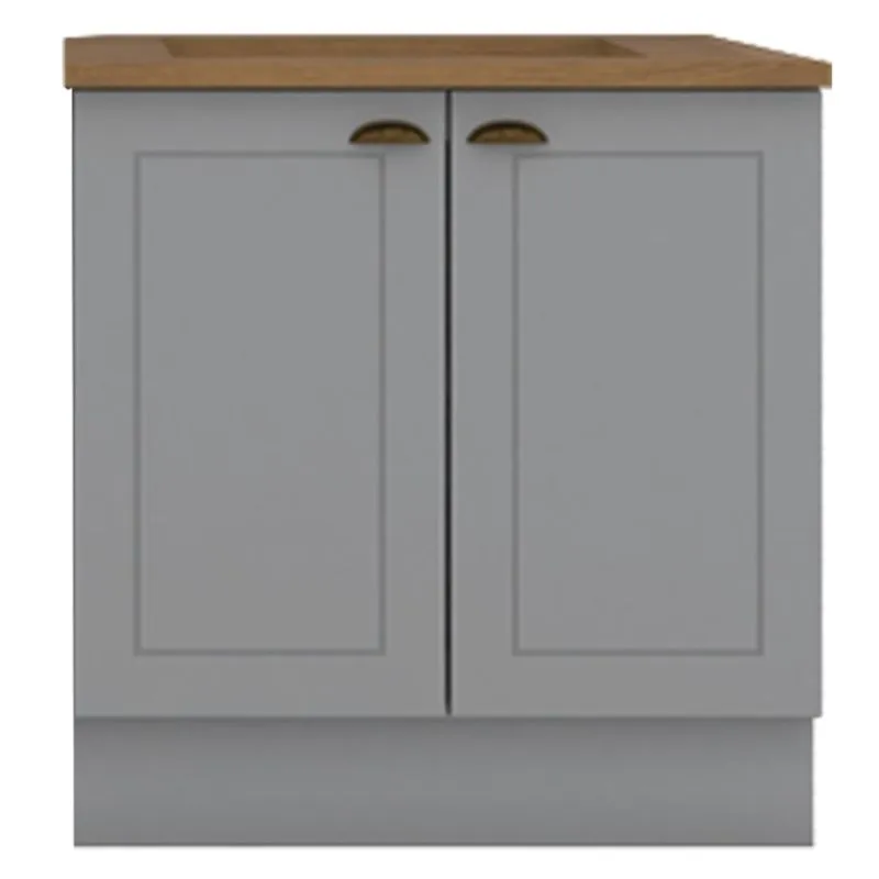 Balcao Com Tampo Para Cooktop 2p 80cm Americana Cinza Nature Henn