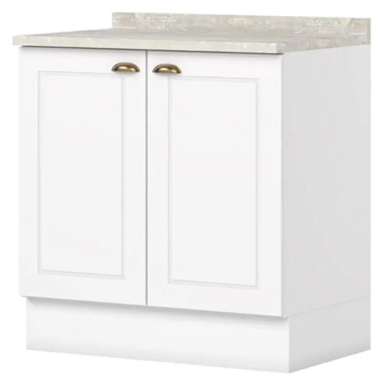 Balcao Com Tampo 2 Portas 80 Cm Americana Branco Calcare Henn