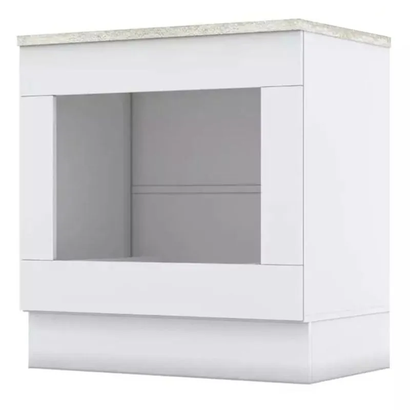 Balcao Forno Embutir Tampo Cooktop 80 Cm Americana Branco Calcare Henn