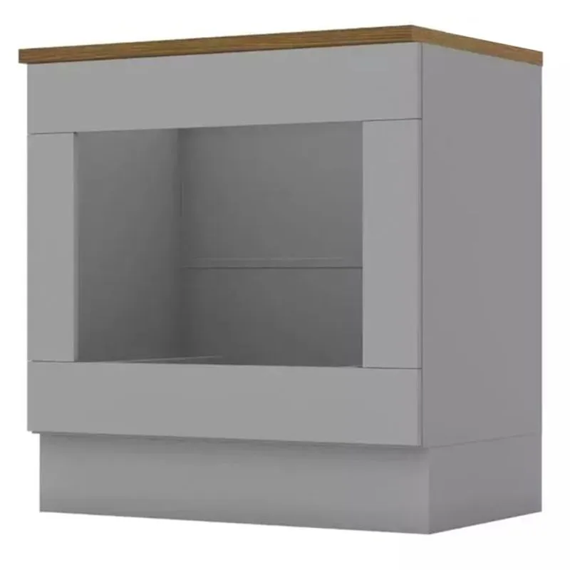 Balcao Forno Embutir Tampo Cooktop 80cm Americana Cinza Nature Henn