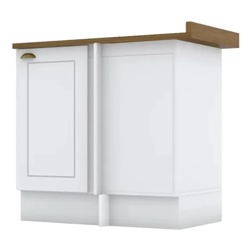 Balcao Canto Reto Com Tampo 84cm Americana Branco Nature Henn