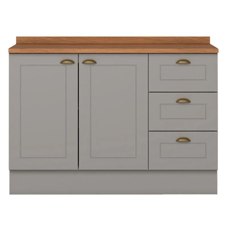 Balcao Pia Com Tampo 120cm C353 Americana Cinza Nature Henn Cinza Nature