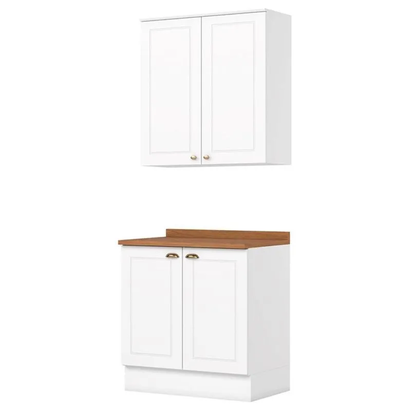 Armario Aereo E Balcao 80cm Americana Branco Nature Henn