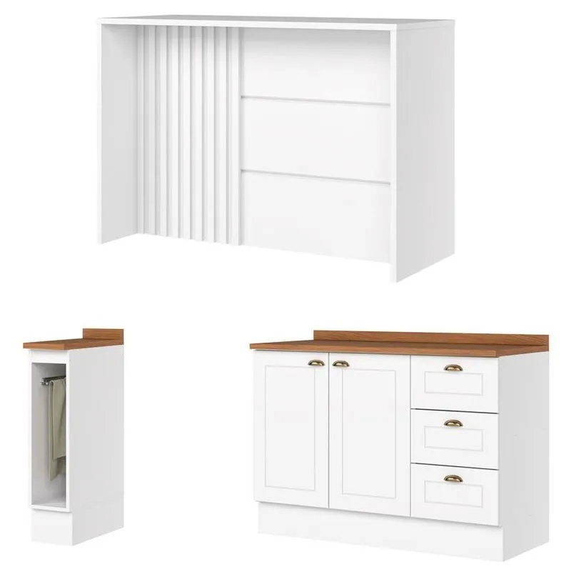 Bancada E Balcao Gourmet 146cm Ce817 Americana Branco Nature Henn Branco Nature