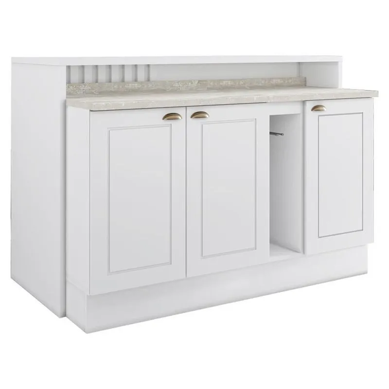 Bancada E Balcao Gourmet 146 Cm Ce818 Americana Branco Calcare Henn