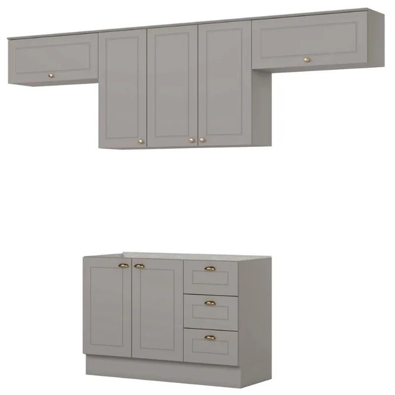Cozinha Modulada 4 Pecas 280 Cm Ce757 Americana Cinza Henn