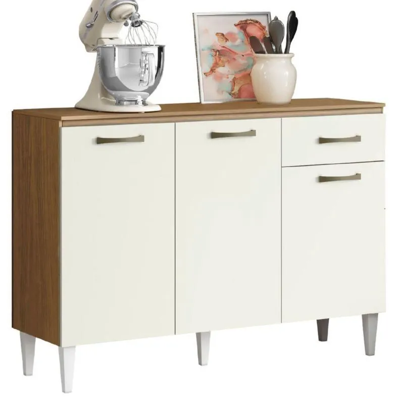 Balcao Com Tampo 3p 1g 120 Cm Mdp Atenas Atacama Off White Armoveis