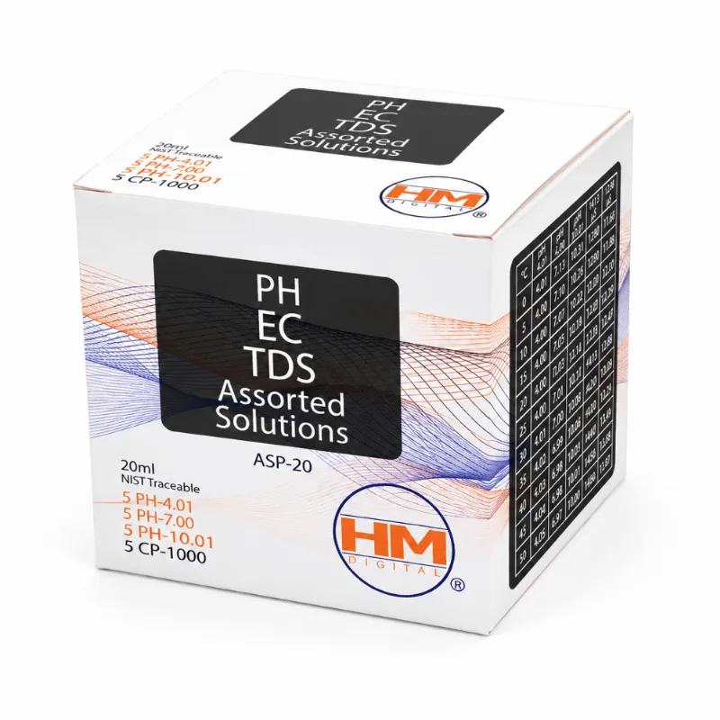 Kit de Soluciones de Calibración y Almacenamiento HM Digital ASP-20 - 20 sobres