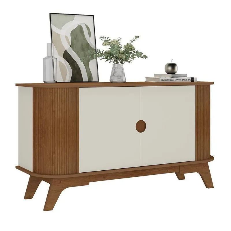 Buffet Aparador Curvo 2 Portas 140 Cm Cinamomo Arly