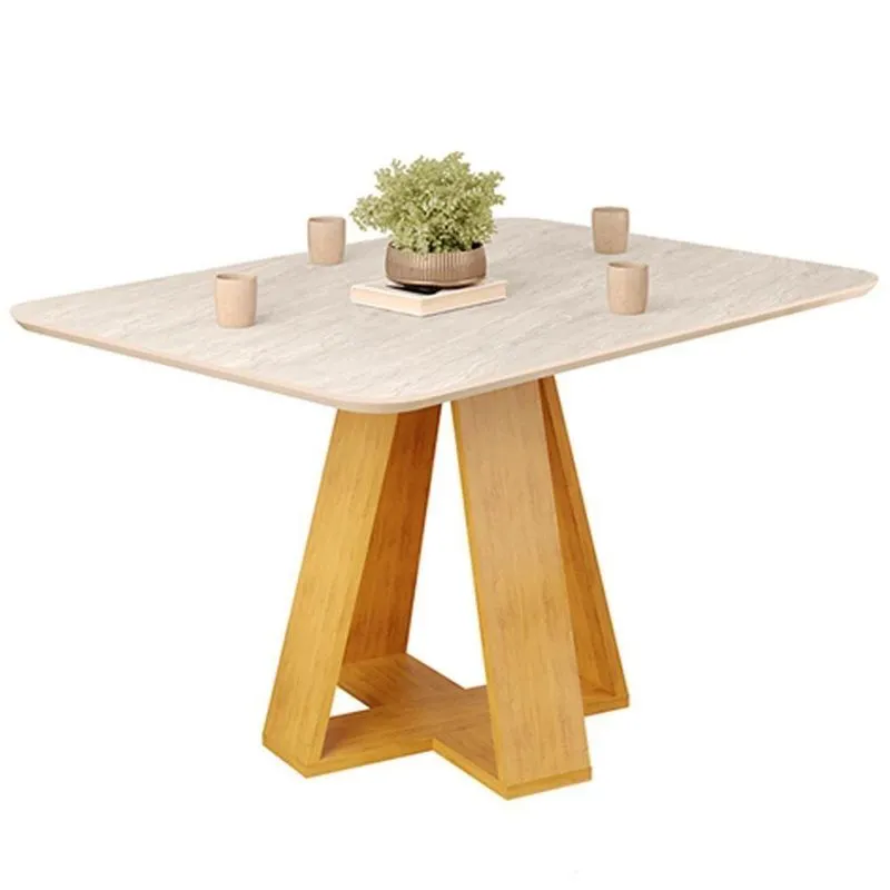 Mesa Jantar Retangular 120x90 Cm Sem Vidro Kiara Cedro Quartzo Dj Moveis Cedro Quartzo