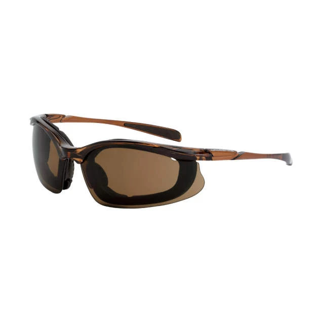 Crossfire Concept Foam Lined Safety Eyewear Crystal Brown Frame - HD Brown Anti-Fog Lens