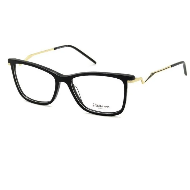 Óculos Armação Hickmann Hi6100l A01 Preto/ Dourado Acetato