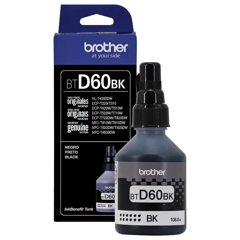 Tinta Brother BTD60BK BT-D60 Preto Original D60 MFC-T810W MFC-T4500DW MFC-T910DW HL-T4000DW 108ml