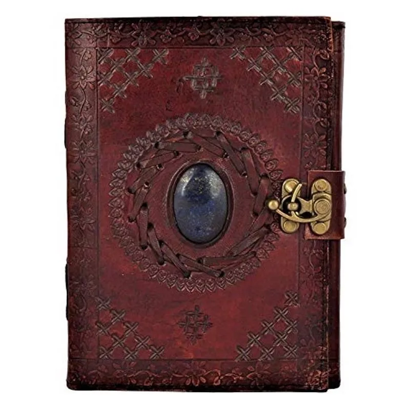 Tuzech Handmade Genuine 100% Puro Couro Vintage Diário Diário De Couro Diário De Couro Para O Uso Diário do Office Home com C Lock 7 Polegadas (Marrom)
