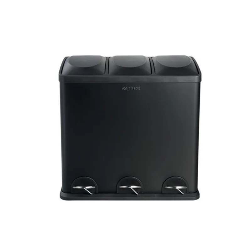 The Step N' Sort 60 Liter Trash and Recycling Bin 3 Compartment in Black