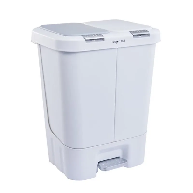 Step N' Sort 40-L White Plastic Trash and Recycling Bin With Lids Included