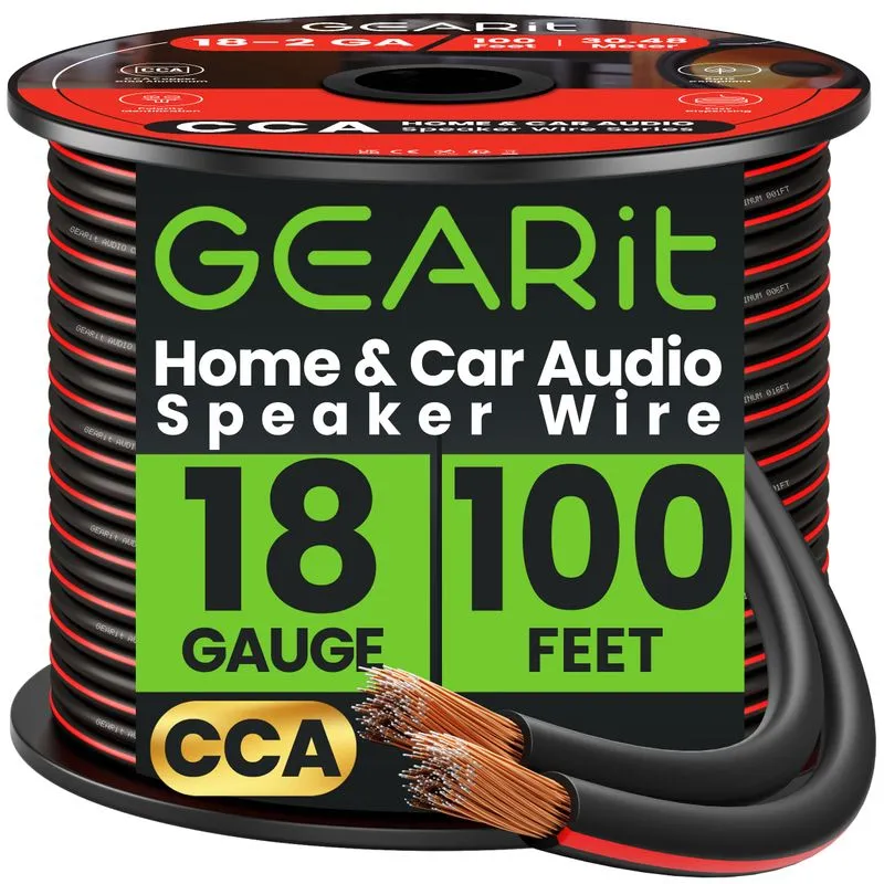 Fio De Alto-falante Gearit Pro Series 18 Gauge Cca 100 Pés/30 M Preto