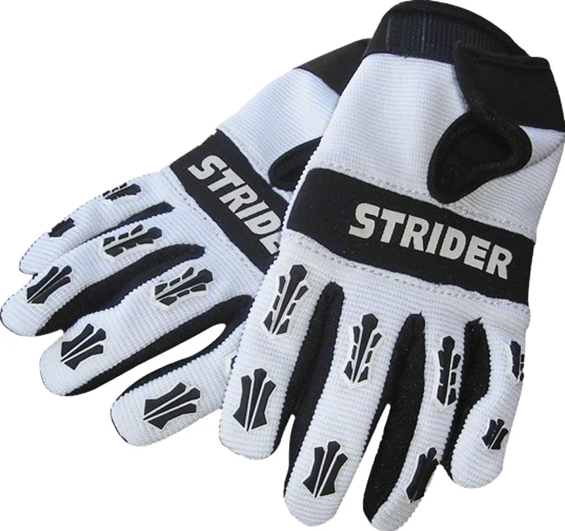 Strider Sports Adventure Youth Riding Gloves - White/Black Full Finger Youth 4K/X-Small