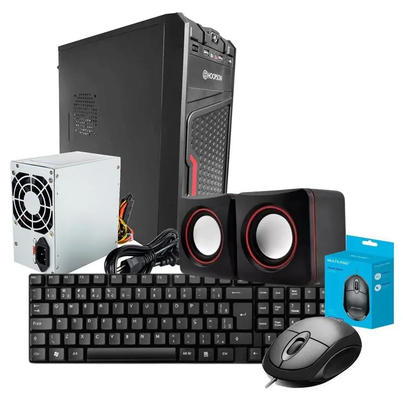 Kit Gabinete Fonte Atx 230w Teclado Mouse E Caixa De Som Usb