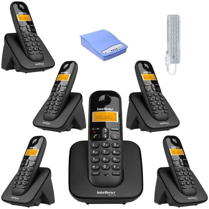 Kit Aparelho Telefone Bina 5 Ramal Entrada Chip Celular 3g