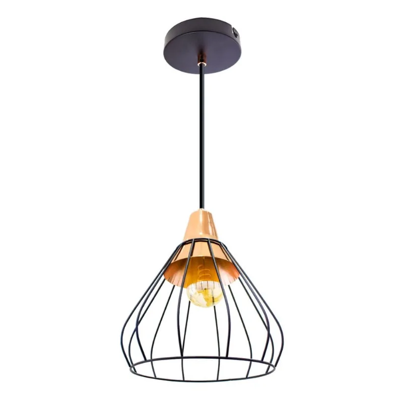 Pendente Vou Aramado Metal Bella Iluminação Preto / Cobre FO009E