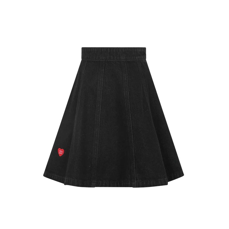 LITTLE PARNI BLACK DENIM PANEL SKIRT 10