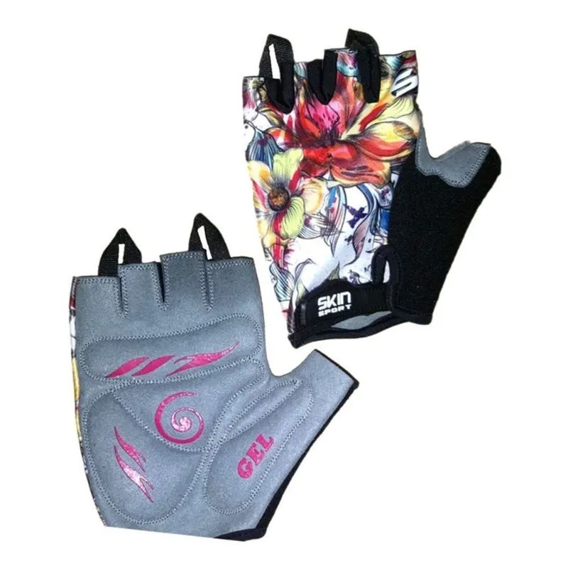 Luva Ciclismo Feminina Meio Dedo Gel Skin Venus Flores PP