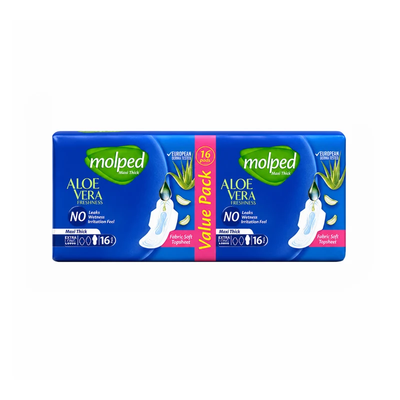 MOLPED ALOE VERA MAXI THICK EXTRA LONG 16 PCS