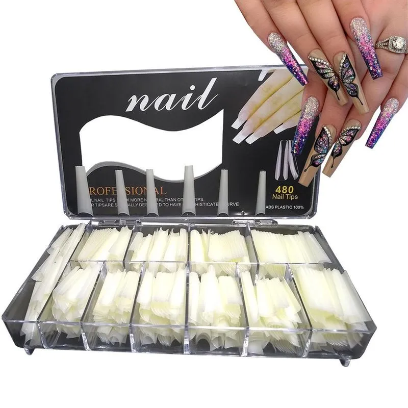480 Tips Bailarina Extra Longa Com Curvatura Acrigel Fibra