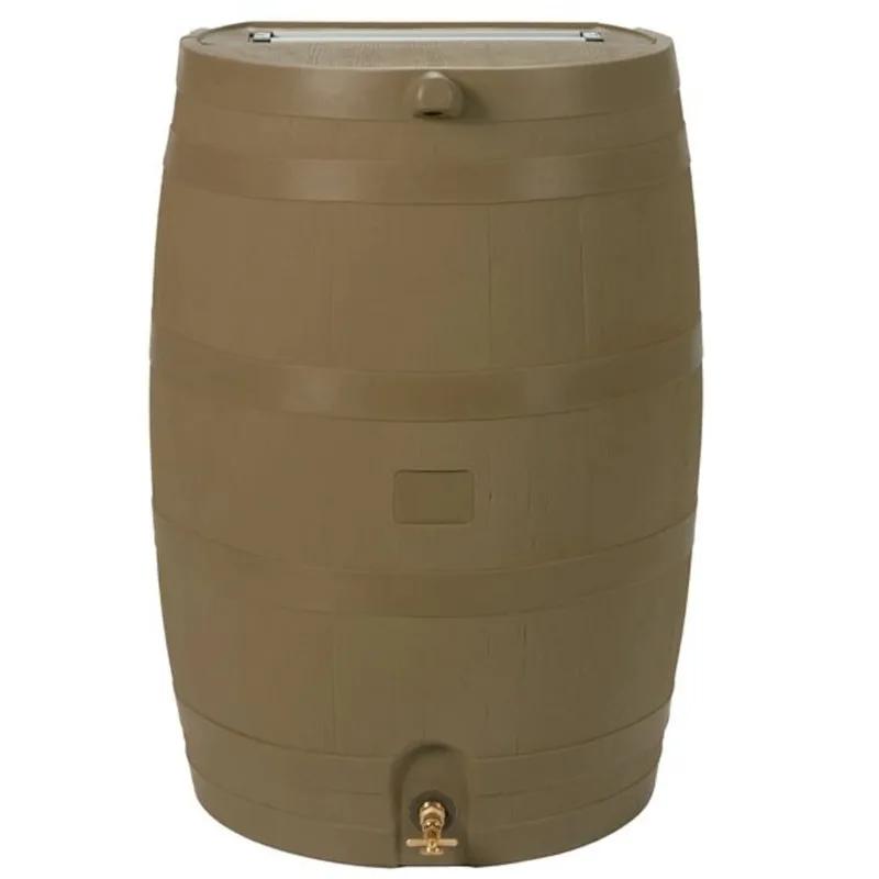 RTS Home Accents Polyethylene 50 USG Flat Back Rain Barrel - Oak