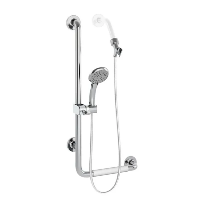 PULSE ShowerSpas ErgoSlide L-Shaped Bar with 4-Function Handshower, Polished Stainless Steel