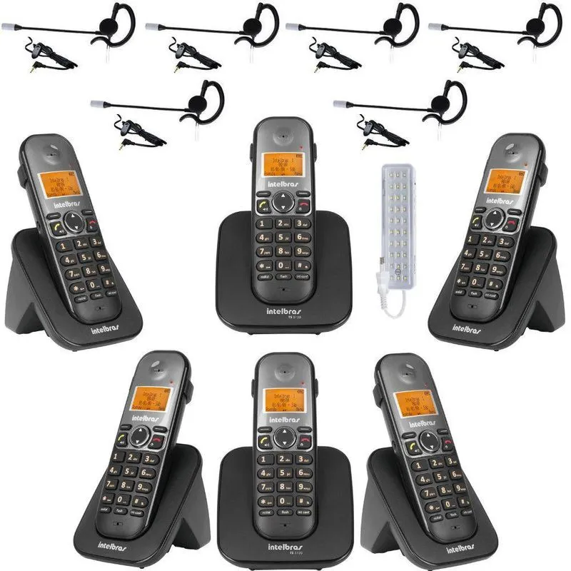 Kit Aparelho Telefone Sem Fio Ts 5120 Bina 5 Ramal E Headset