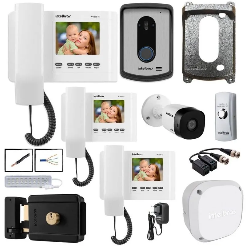 Kit Interfone Camera IV 4010 Intelbras Completo Acessórios 3