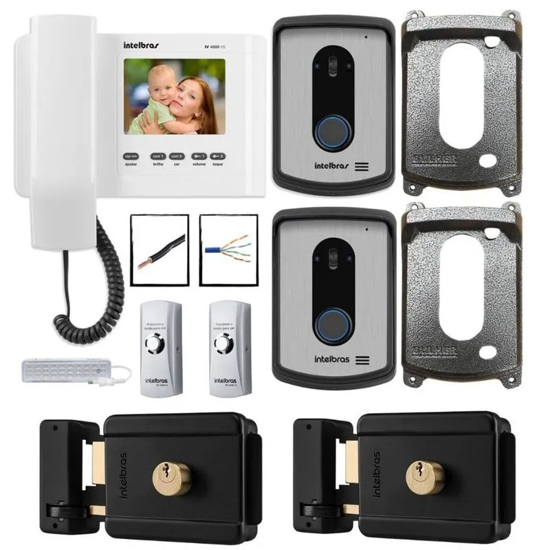 Kit Interfone camera Intelbras P/ 2 entradas com 2 fechadura