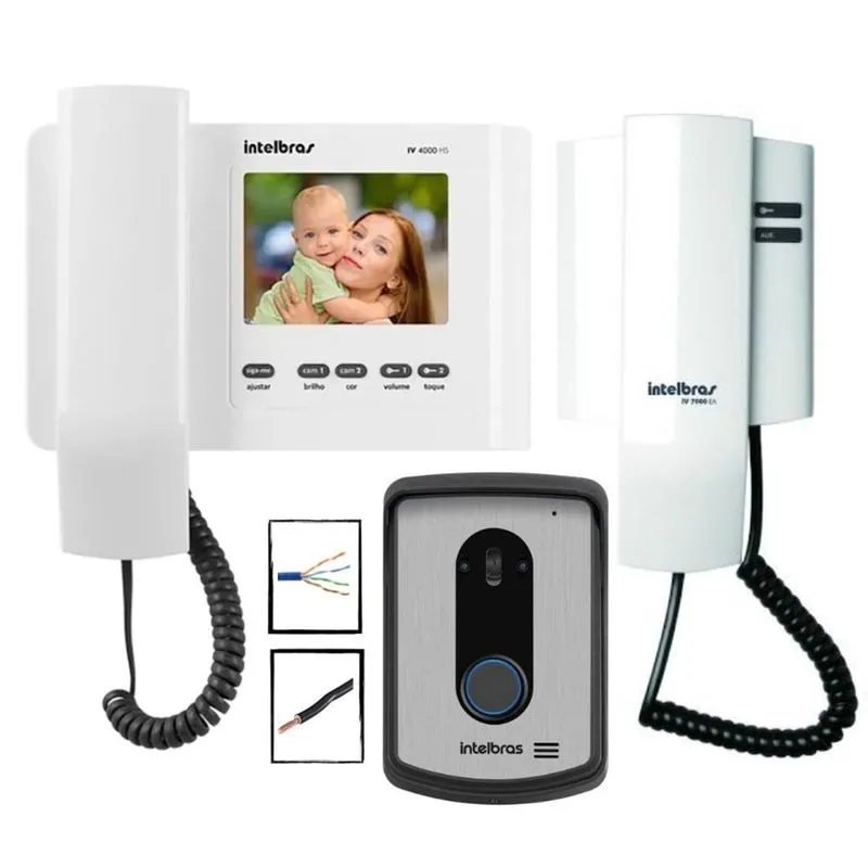 Kit Video Porteiro IV 4010 HS Intelbras com cabos e extensão