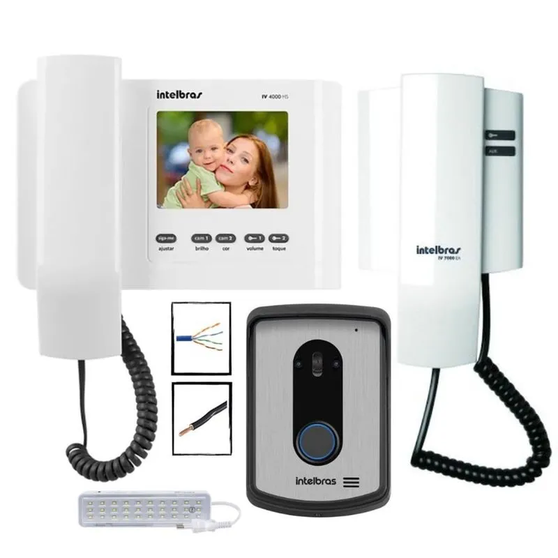 Kit Interfone camera IV 4010 HS Intelbras cabos e extensão